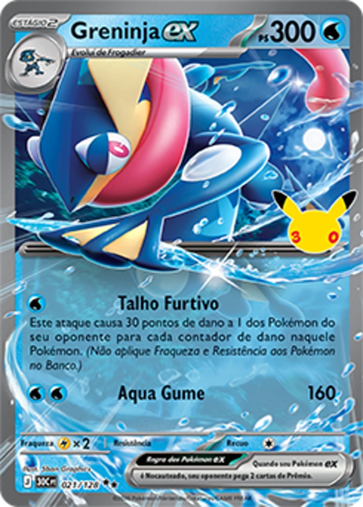 Carta Pokémon Greninja ex 021/128 Celebração de 30 Anos