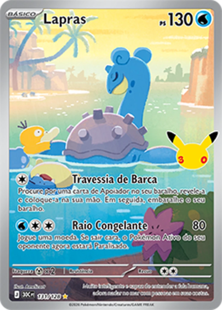 Carta Pokémon Lapras 131/128 Celebração de 30 Anos