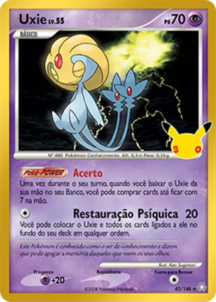 Carta Pokémon Uxie Nv.55 43/146 Celebração de 30 Anos – Cartas Clássicas